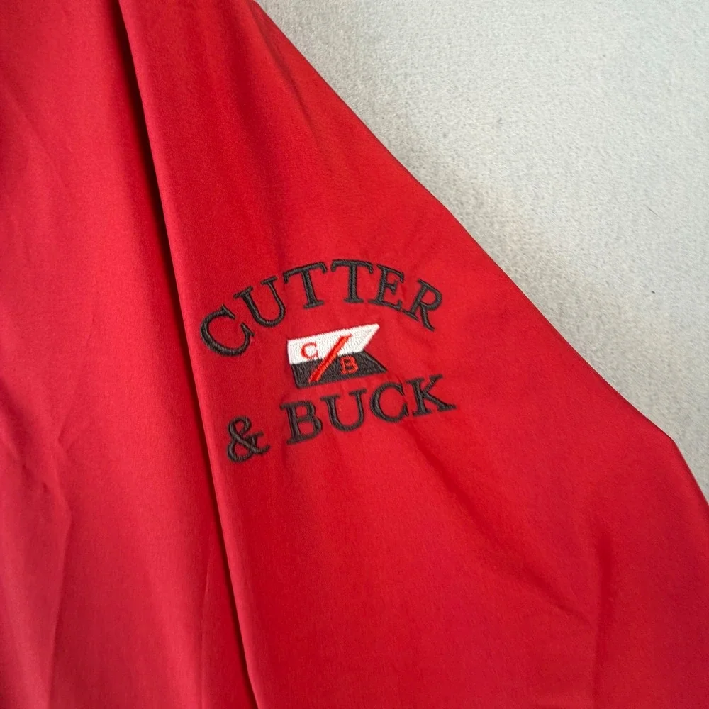 Cutter & Buck CB WeatherTec Red Windbreaker Pullover Jacket Mens Medium V-Neck